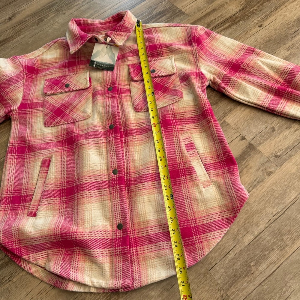 NWT Fornia Los Angeles Pink Tartan Plaid Shacket Shirt Jacket Women's Medium‎ - Picture 7 of 8